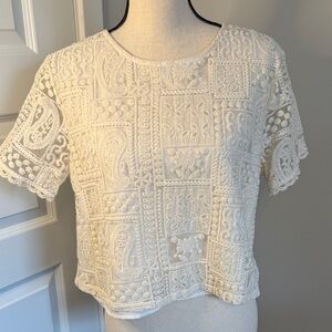 TR Apparel White Lace Women's Top